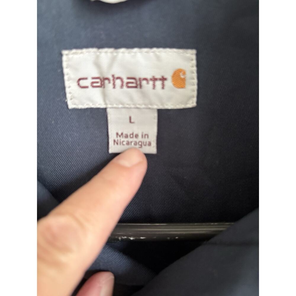 Carhartt Workwear Long Sleeve S224 Navy Durable Wrinkle Resistant Relaxed | L